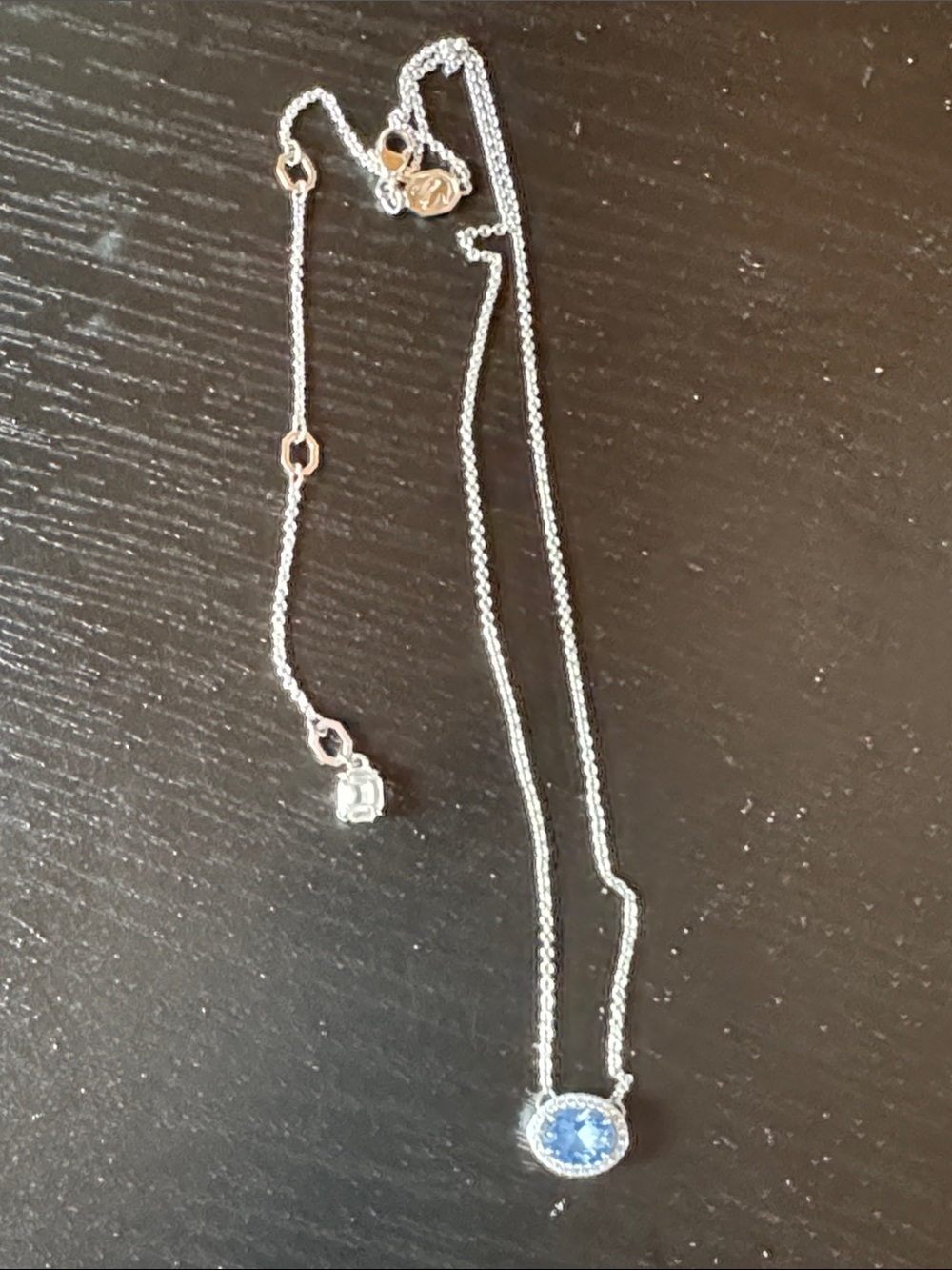 Silver Necklace with Blue Gemstone Pendant - Women Jewelry